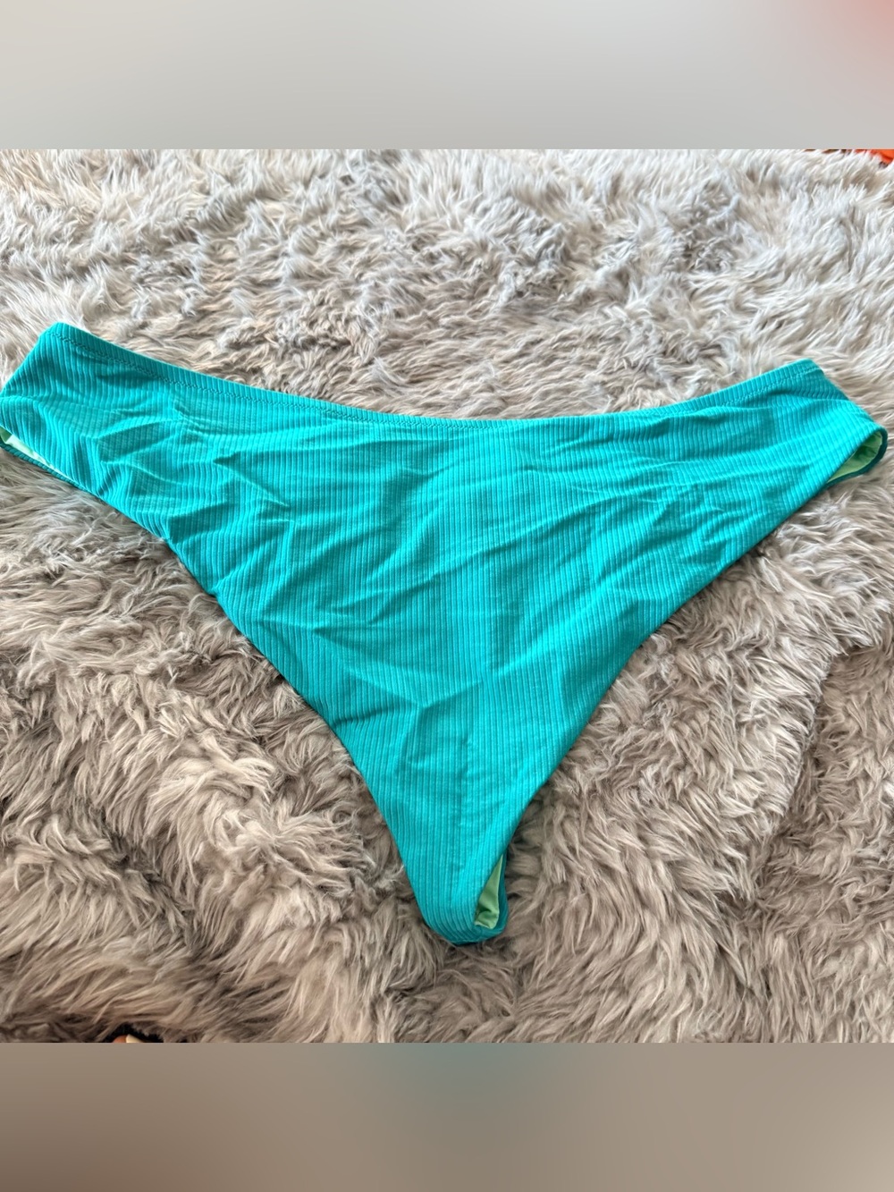 Curvy Beach tubular teal ribbed cheeky bottom 3x
